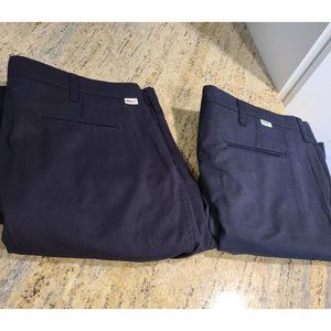2 Pair ToppsFR PA08-7905 4406 Men's 44 Long Pants  Navy Flat Front 43x35 & 43x37